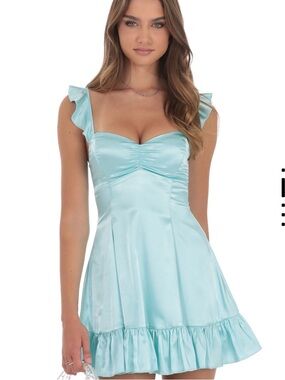 NWT Lucy in the Sky Satin Ruffle Fit and Flare Dress